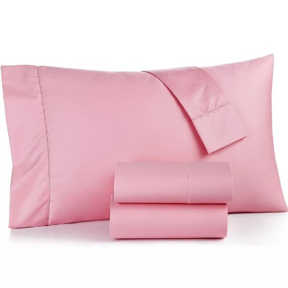 new CHERRY BLOSSOM PINK Charter Club Solid 550 TC 100% Cotton QUEEN Sheet Set - Picture 1 of 11